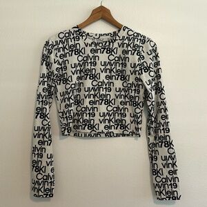 Calvin Klein all over print long sleeved crop top
